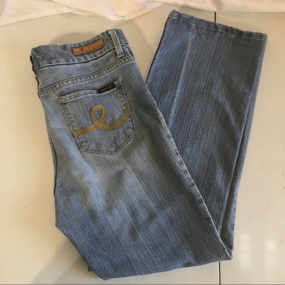 Seven7 Mid-Rise Light Wash Denim Bootcut Jeans